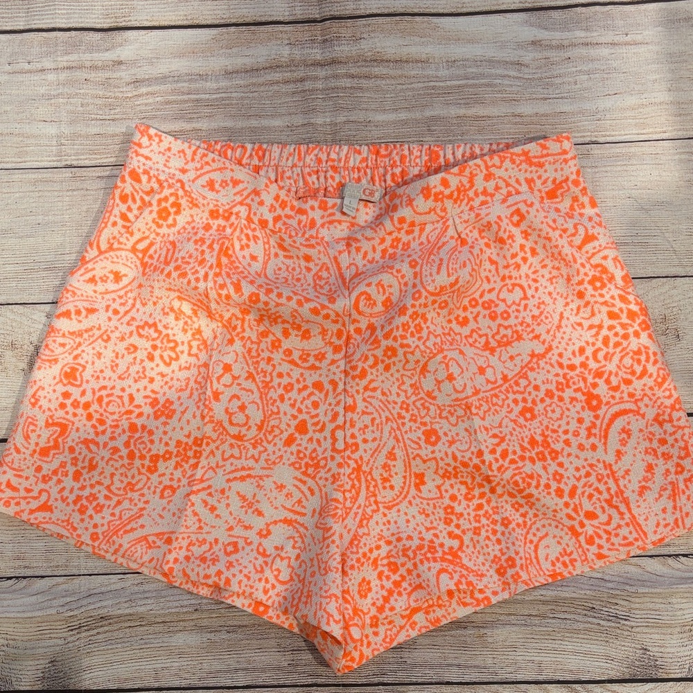 Gianni Bini High Waist Orange Paisley Shorts